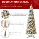 Glitzhome 11ft Pre-Lit Flocked Pencil Green Pine Artificial Christmas Pencil Tree with 700 LED Lights & Remote Controller, 9 Functional