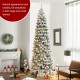 Glitzhome 11ft Pre-Lit Flocked Pencil Green Pine Artificial Christmas Pencil Tree with 700 LED Lights & Remote Controller, 9 Functional