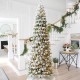 Glitzhome 11ft Pre-Lit Flocked Pencil Green Pine Artificial Christmas Pencil Tree with 700 LED Lights & Remote Controller, 9 Functional