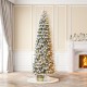 Glitzhome 11ft Pre-Lit Flocked Pencil Green Pine Artificial Christmas Pencil Tree with 700 LED Lights & Remote Controller, 9 Functional