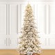 Glitzhome 11ft Pre-Lit Flocked Slim Fir Artificial Christmas Tree with 950 Warm White Lights