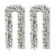 Glitzhome 2PK 6ft Pre-Lit Snow Flocked Christmas Garland with 35 Warm White LED Lights and Timer