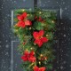 Glitzhome 3ft Pre-Lit Greenery Pine Poinsettia and Red Berries Christmas Teardrop Swag with 50 Warm White Lights and Timer