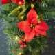 Glitzhome 3ft Pre-Lit Greenery Pine Poinsettia and Red Berries Christmas Teardrop Swag with 50 Warm White Lights and Timer