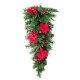 Glitzhome 3ft Pre-Lit Greenery Pine Poinsettia and Red Berries Christmas Teardrop Swag with 50 Warm White Lights and Timer