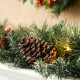 Glitzhome 2PK 6FT Glittered Pinecones and Berries Christmas Garland With 50 Warm White Lights and Timer