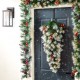 Glitzhome 3FT Pre-Lit Pinecones and Red Berries Artificial Christmas Teardrop Swag With 50 Warm White Lights and Timer