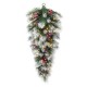 Glitzhome 3FT Pre-Lit Pinecones and Red Berries Artificial Christmas Teardrop Swag With 50 Warm White Lights and Timer