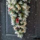 Glitzhome 3FT Pre-Lit Pinecones and Red Berries Artificial Christmas Teardrop Swag With 50 Warm White Lights and Timer