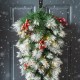 Glitzhome 3FT Pre-Lit Pinecones and Red Berries Artificial Christmas Teardrop Swag With 50 Warm White Lights and Timer
