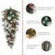 Glitzhome 3FT Pre-Lit Pinecones and Red Berries Artificial Christmas Teardrop Swag With 50 Warm White Lights and Timer