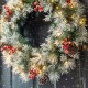 Glitzhome 24"D Pre-Lit Pinecones and Red Berries Artificial Christmas Wreath and Matched 2PK 9ft Garland Set（Set of 3)