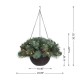 Glitzhome 24"D Pre-Lit Frosted Christmas Artificial Pinecone Hanging Basket with 50 Warm White Lights and Timer