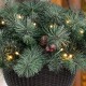 Glitzhome 24"D Pre-Lit Frosted Christmas Artificial Pinecone Hanging Basket with 50 Warm White Lights and Timer