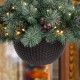 Glitzhome 24"D Pre-Lit Frosted Christmas Artificial Pinecone Hanging Basket with 50 Warm White Lights and Timer