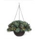 Glitzhome 24"D Pre-Lit Frosted Christmas Artificial Pinecone Hanging Basket with 50 Warm White Lights and Timer