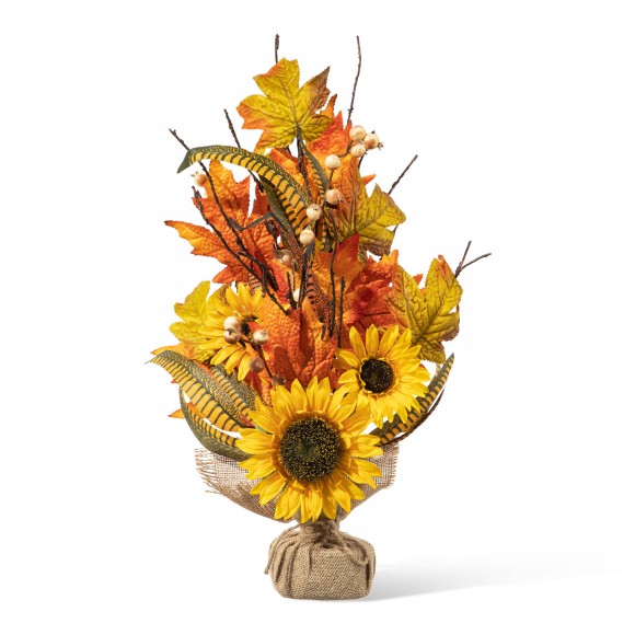 Glitzhome 21"H Fall Sunflower Leaf Table Tree