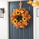 Glitzhome 24"D Fall Sunflower Pumpkin Leaf Wreath