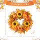 Glitzhome 24"D Fall Sunflower Pumpkin Leaf Wreath