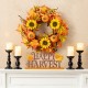 Glitzhome 24"D Fall Sunflower Pumpkin Leaf Wreath