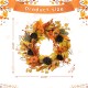 Glitzhome 24"D Fall Pumpkin Leaf Floral Wreath