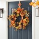 Glitzhome 24"D Fall Pumpkin Leaf Floral Wreath