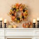 Glitzhome 24"D Fall Pumpkin Leaf Floral Wreath