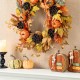 Glitzhome 24"D Fall Pumpkin Leaf Floral Wreath