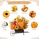 Glitzhome 14"L Fall Floral Cart Centerpiece