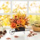 Glitzhome 14"L Fall Floral Cart Centerpiece