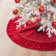 Glitzhome 48"D Deluxe Burgundy Velvet Ruffled Christmas Tree Skirt