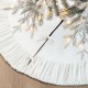 Glitzhome 48"D Deluxe White Velvet Ruffled Christmas Tree Skirt