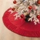 Glitzhome 60"D Oversized Deluxe Red Velvet Ruffled Christmas Tree Skirt