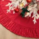 Glitzhome 60"D Oversized Deluxe Red Velvet Ruffled Christmas Tree Skirt