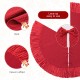 Glitzhome 60"D Oversized Deluxe Red Velvet Ruffled Christmas Tree Skirt