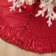 Glitzhome 60"D Oversized Deluxe Red Velvet Ruffled Christmas Tree Skirt