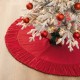 Glitzhome 72"D Oversized Deluxe Red Velvet Ruffled Christmas Tree Skirt