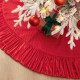Glitzhome 72"D Oversized Deluxe Red Velvet Ruffled Christmas Tree Skirt