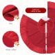 Glitzhome 72"D Oversized Deluxe Red Velvet Ruffled Christmas Tree Skirt