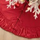 Glitzhome 72"D Oversized Deluxe Red Velvet Ruffled Christmas Tree Skirt