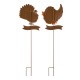 Glitzhome 36.25"H Set of 2 Thanksgiving Metal Turkey and Croissant Yard Stake