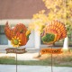 Glitzhome 36.25"H Set of 2 Thanksgiving Metal Turkey and Croissant Yard Stake