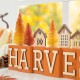 Glitzhome 14"L Harvest Wooden House/Brush Trees Table Décor