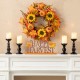 Glitzhome 18"L Wood & Metal Happy Harvest Table Décor