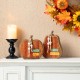 Glitzhome 8.5"H Set of 2 Fall Faux Knitted Resin Pumpkin