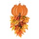 Glitzhome 22.5"H Fall Metal Pumpkin & Sunflower Swag Wall Decor