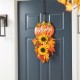 Glitzhome 22.5"H Fall Metal Pumpkin & Sunflower Swag Wall Decor