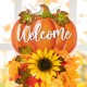 Glitzhome 22.5"H Fall Metal Pumpkin & Sunflower Swag Wall Decor