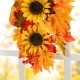 Glitzhome 22.5"H Fall Metal Pumpkin & Sunflower Swag Wall Decor