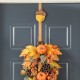 Glitzhome 14"H Set of 3 Fall Metal Glitter Acorn, Leaf & Pumpkin Wreath Hanger